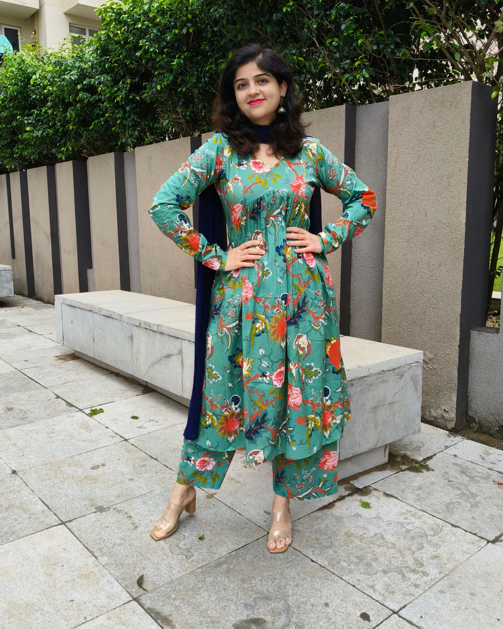 sea-green-floral-naira-cut-cotton-kurta-pant-dupatta-set